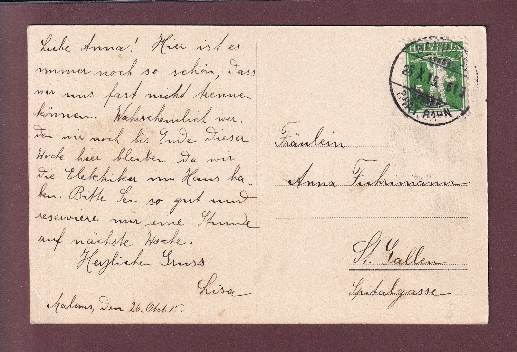 Ansichtskarten: MALANS - Schloss Bodmer - 1915 – Gebraucht aus Pully von nicecards 1