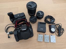 Canon EOS 650D DSLR Set mit 3 Objektiven, 3 Akkus & Zubehör