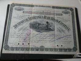 USA 1880, Eisenbahnaktie Atchison & Nebraska Rail Road