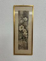 Vintage Florales Wandbild mit Signatur im Goldrahmen