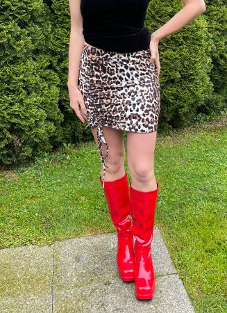Sexy Minigonna di print leopardo 🐆-drappeggi-M/L-nuova