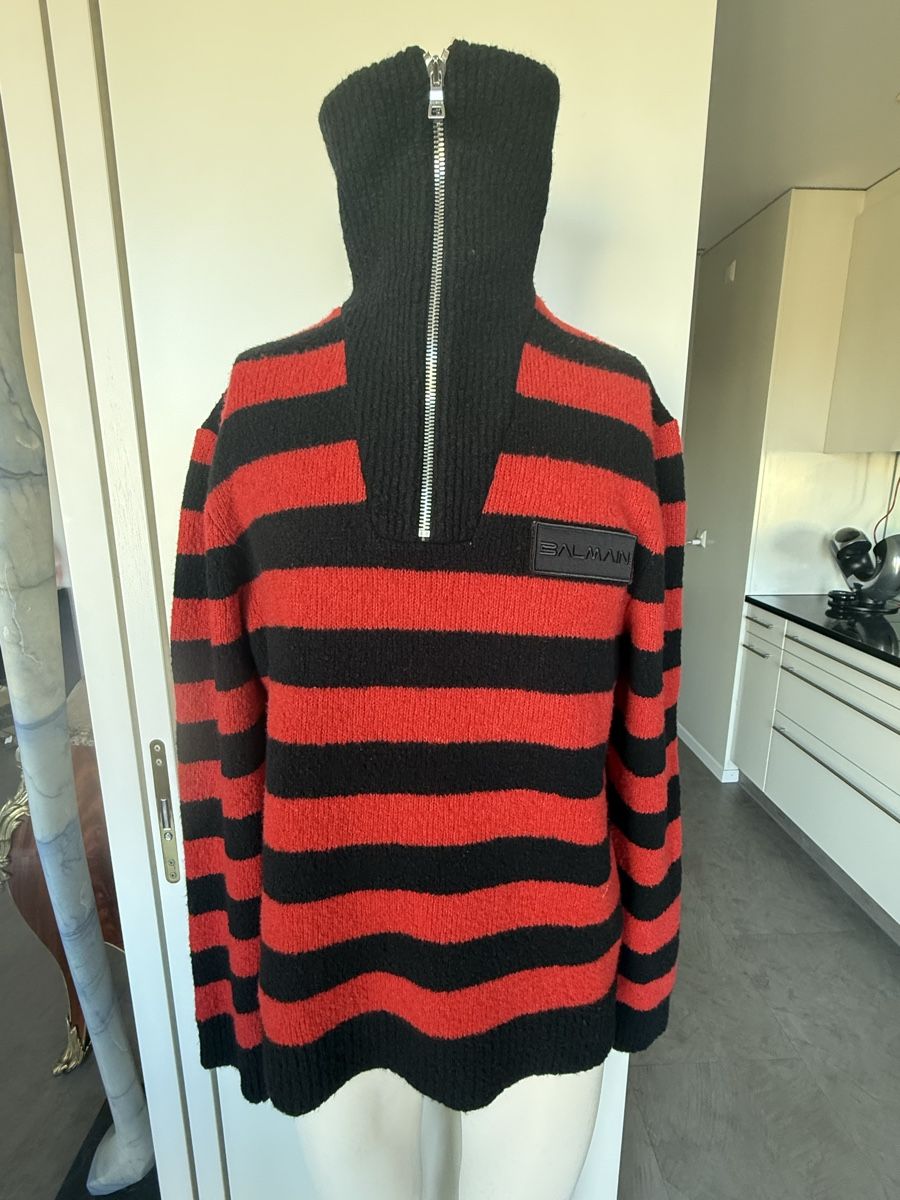 Balmain Maglioni & Felpe: Balmain Red & Black Striped Wool Jumper - Size Large – Usato da Zürich venduto da Jomed6 4