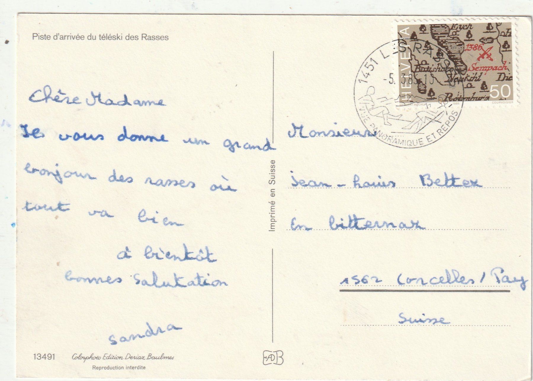 Cartes postales: Skibetrieb Rasses – D'occasion à Lumbrein par made02 1