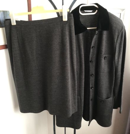 Zweiteiler tailleur gris chiné taille 46 (CH)