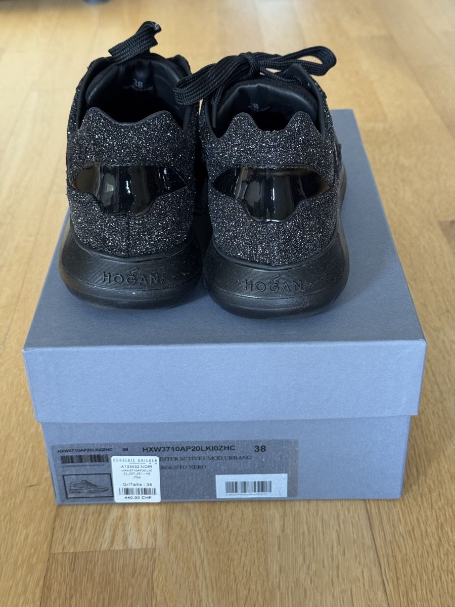 Hogan Scarpe da donna: Hogan Sneaker Gr. 38 Glitzer Schwarz, Neu! – Nuovo e nell'imballaggio originale da Aesch BL venduto da Micimacko-4 2
