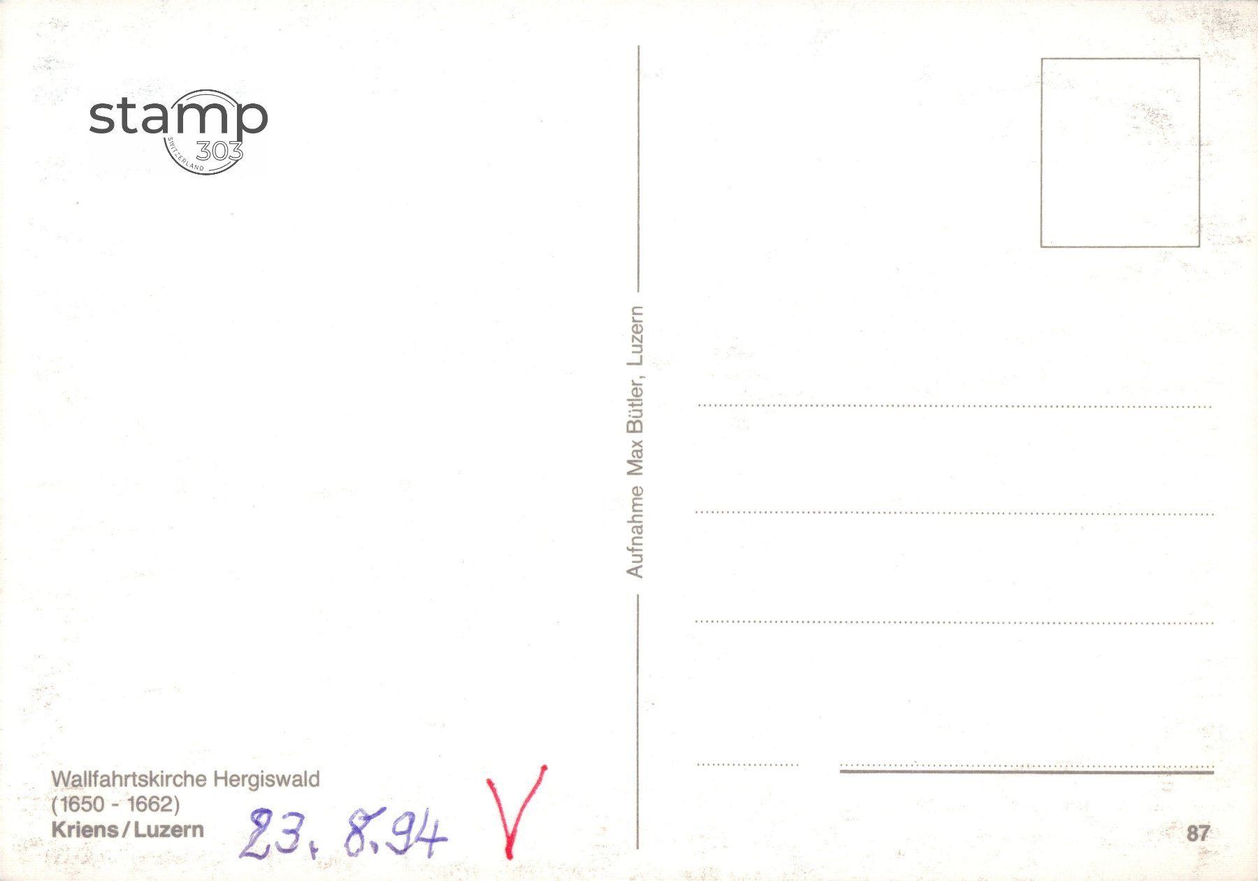 Cartoline postali: 1994 AK Kriens - Hergiswald Wallfahrtskirche – Usato da Eggersriet venduto da stamp303 1