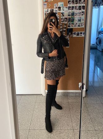 Blue Heros schwarze Biker-Lederjacke
