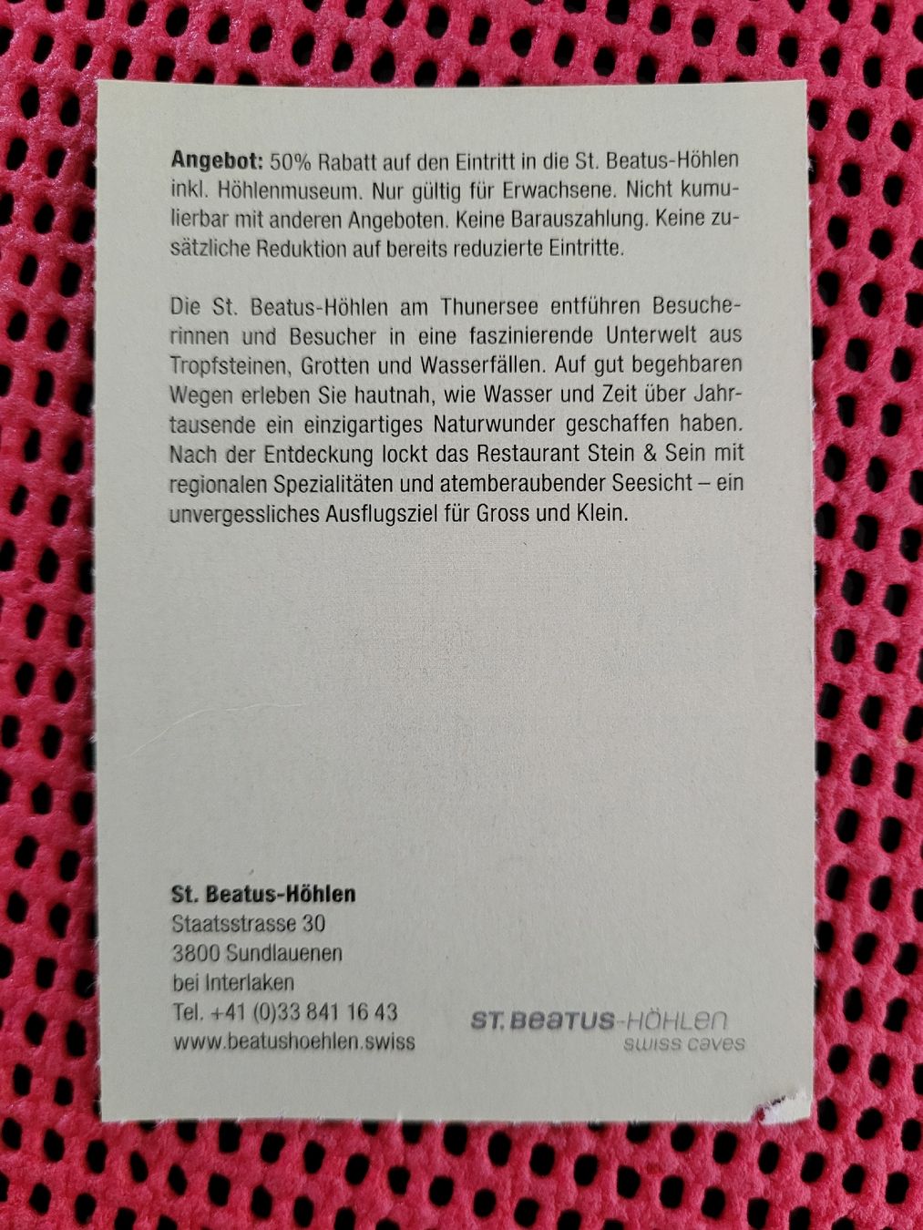 Buoni: 50% Beatus-Höhlen  – Nuovo (secondo la descrizione) da Therwil venduto da Hexe13 1