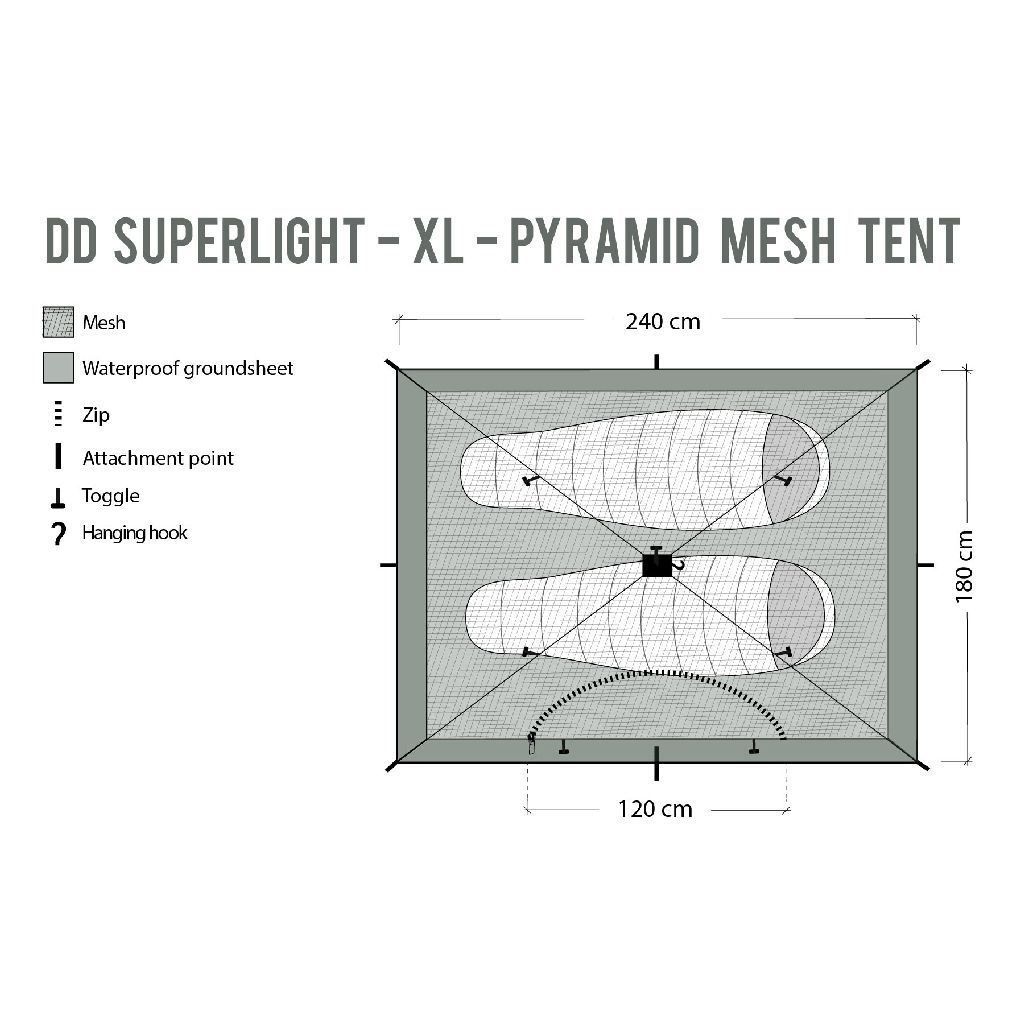DD Hammocks Tende : DD Hammocks superlight XL Pyramid Mesh Zelt Innenzelt – Nuovo e nell'imballaggio originale da Tulln venduto da HaengemattenShop 2