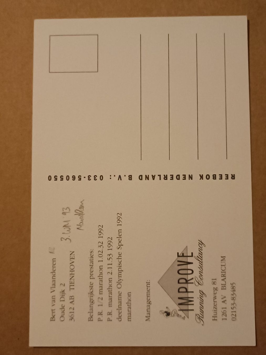 Autografi: Bert van Vlaanderen - NED - Marathon – Usato da Menziken venduto da Artographs 1