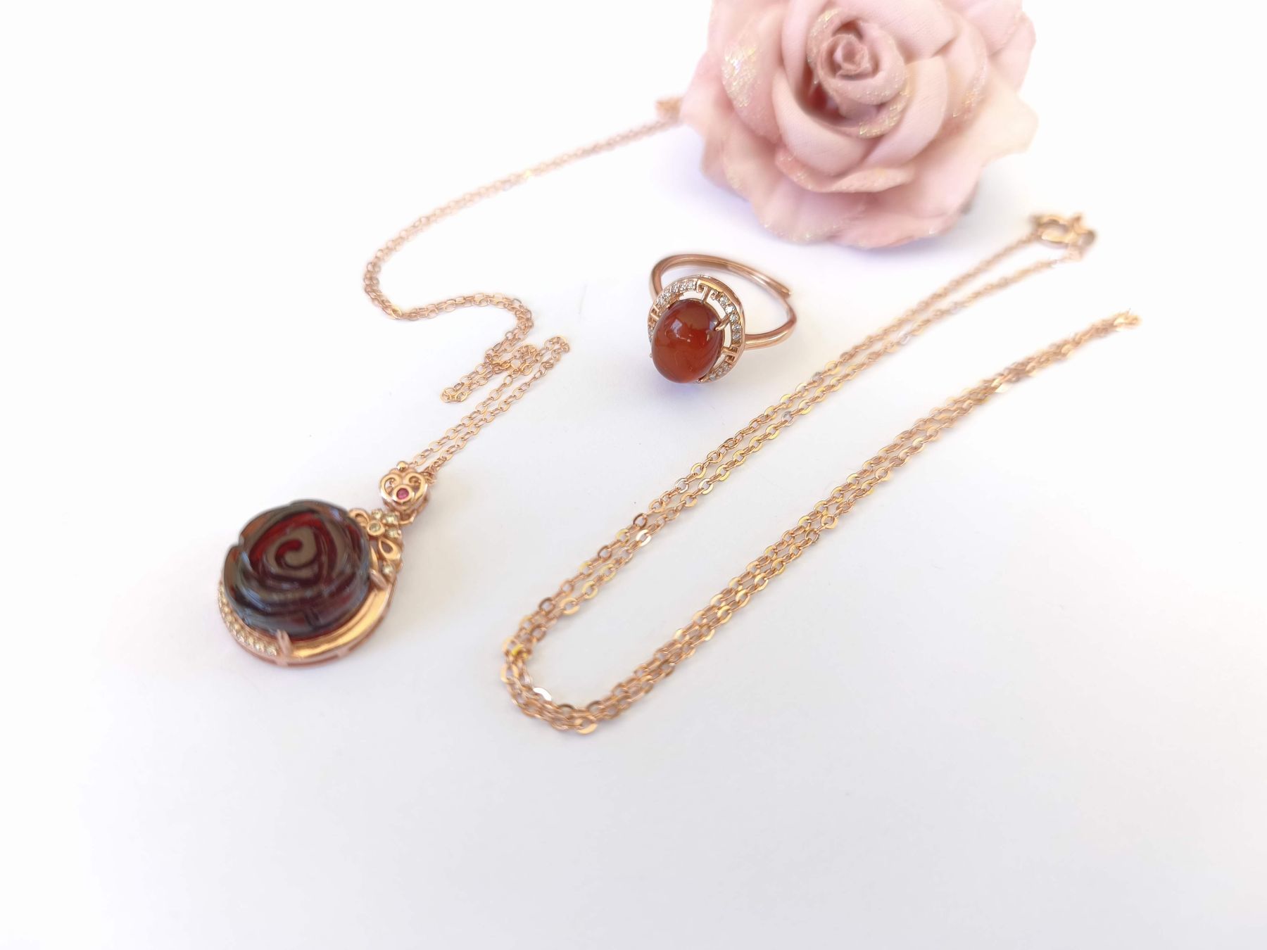Altri gioielli: Kirschbernstein Set Rose Kette Ring 925  roségold Bernstein – Nuovo e nell'imballaggio originale da St. Gallen venduto da GIULESGG 3