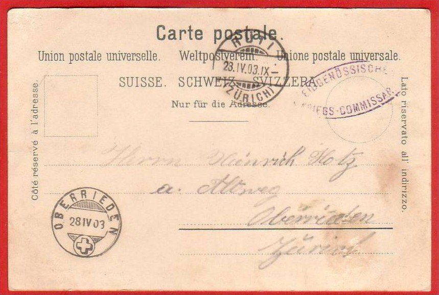 Cartoline postali: RÜTI, 1903 – Usato da Grüningen venduto da Kartenlaube 1