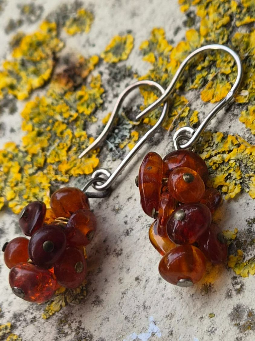 Orecchini pendenti & Orecchini a lobo: vintage-Ohrringe aus Bernstein, Traubenform, 4 gr. – Usato da Münchenbuchsee venduto da babilibern 5