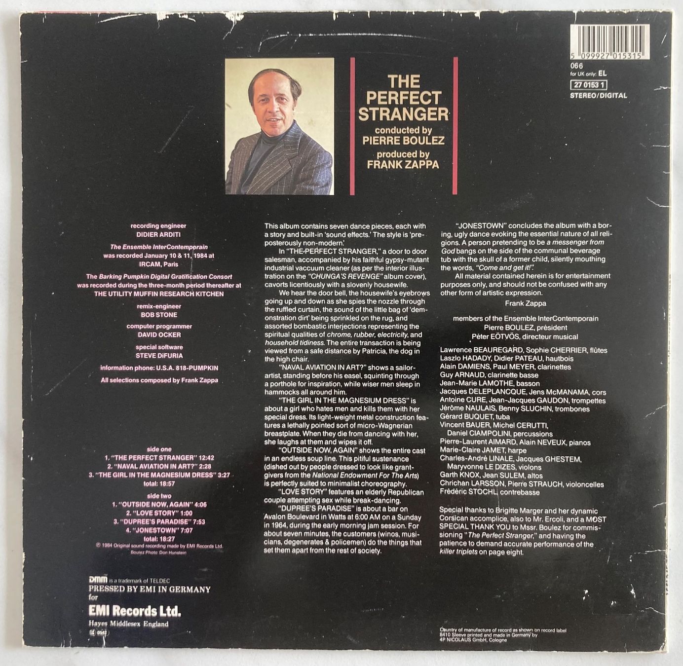 Dischi in vinile: BOULEZ CONDUCTS ZAPPA - THE PERFECT STRANGER – Usato da Poliez-Pittet venduto da Newtown-Records 1