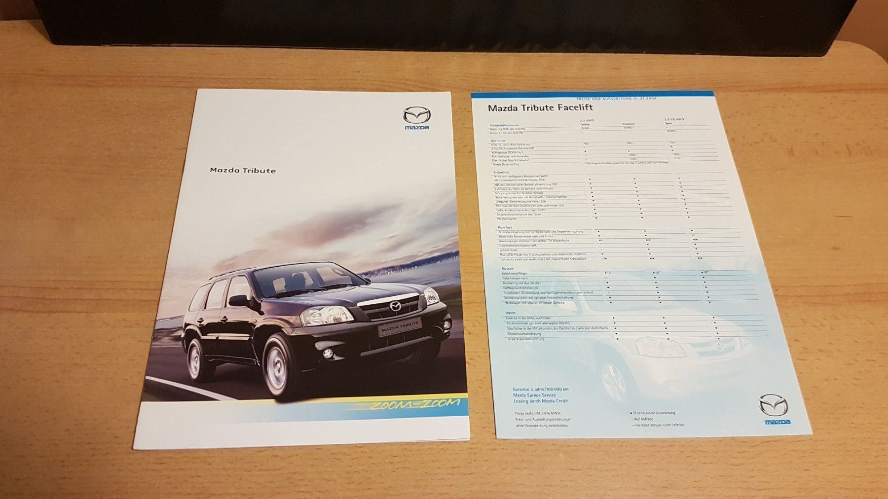 Mazda Documenti: Mazda Tribute Prospekt/Katalog – Usato da Boswil venduto da MAF_952