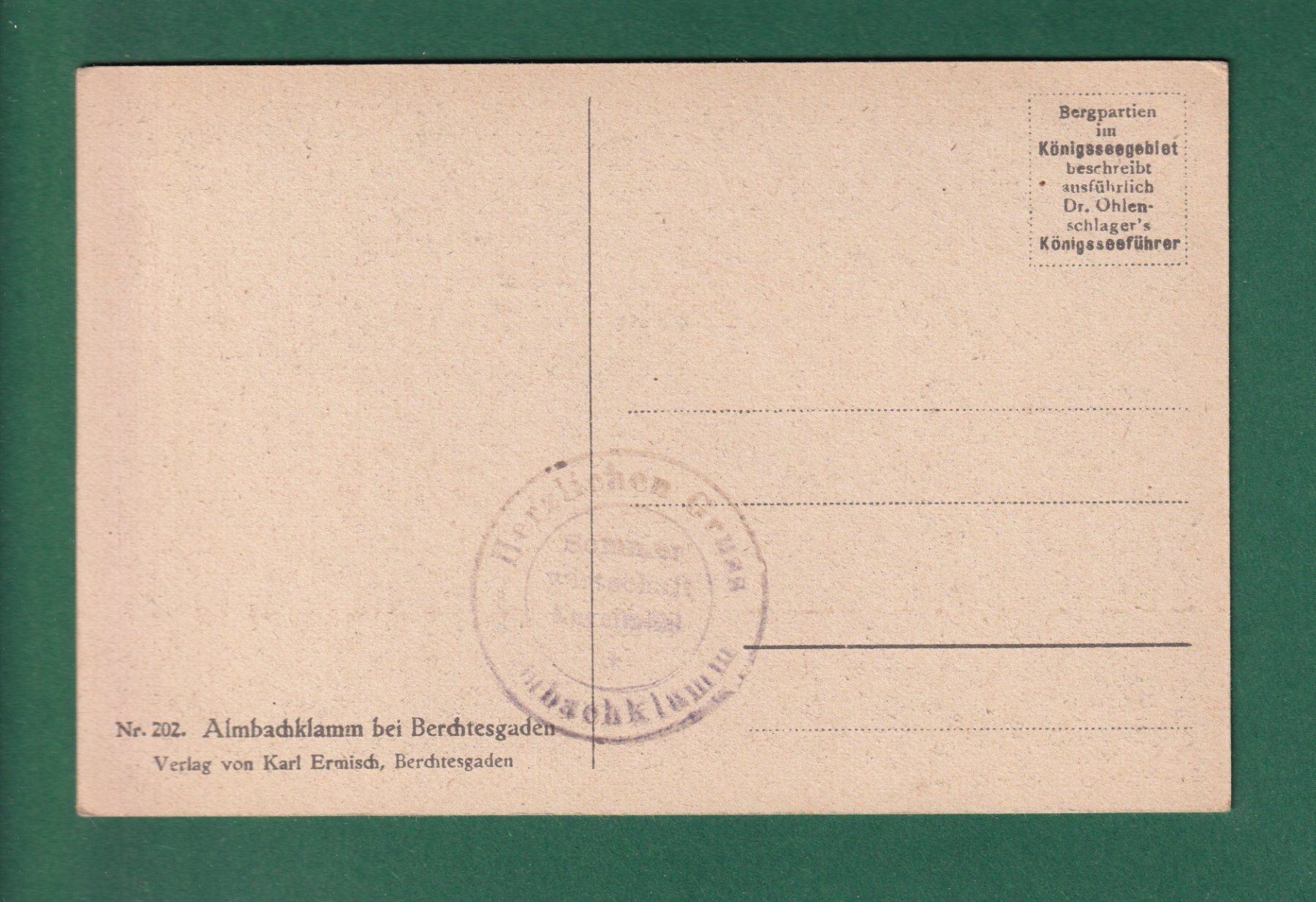 Cartes postales: ALMBACHKLAMM bei Berchtesgaden – D'occasion à Pully par nicecards-shop 1