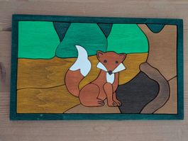 Handgefertigtes Holpuzzle: Kleiner Fuchs