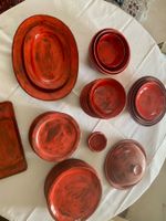 Red Pottery Dinnerware Set - Unique Glaze - 20+ pcs - Vtg...