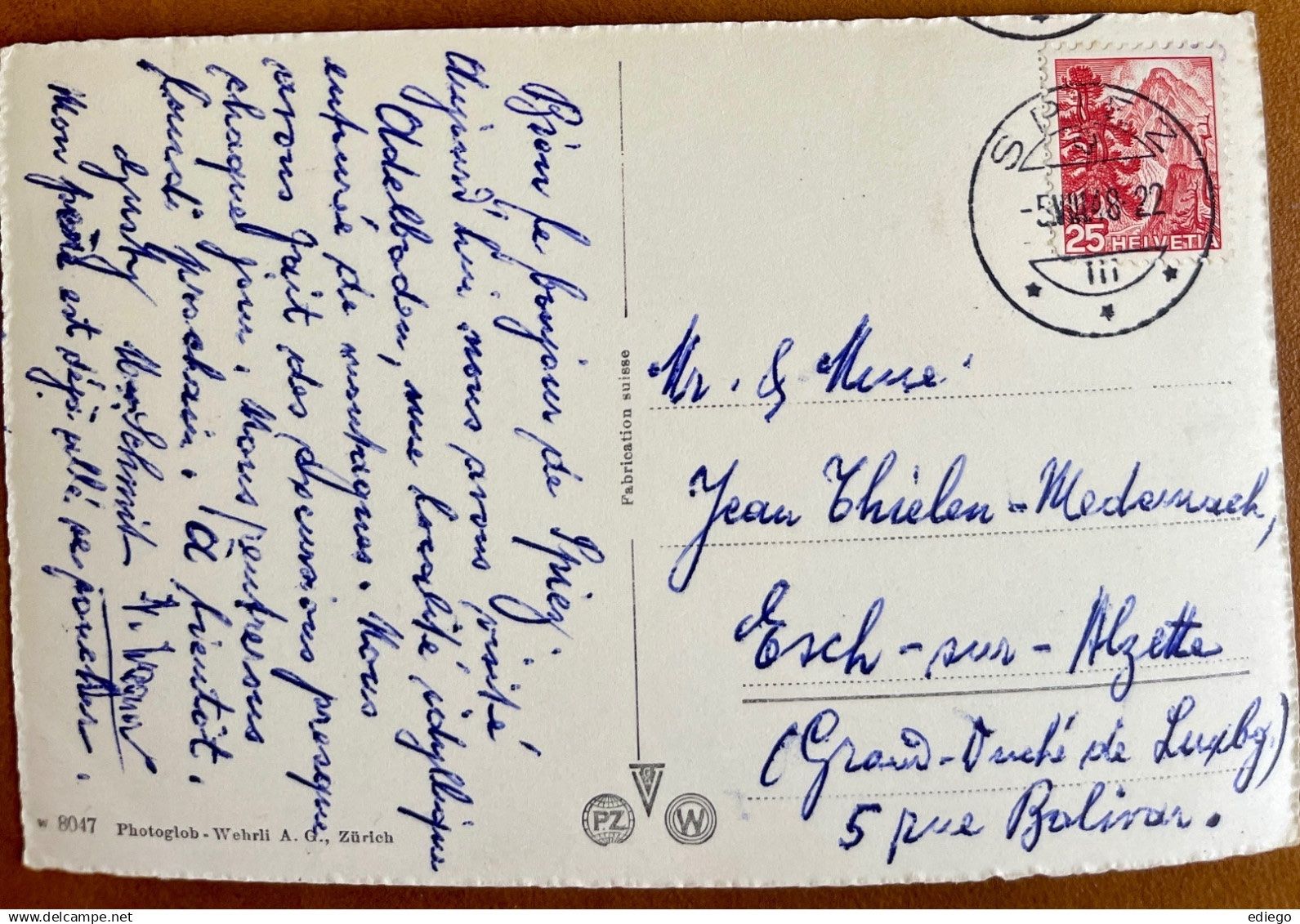 Cartoline postali: Spiez mit Niesen 1948 – Usato da Lutry venduto da Ediego 1