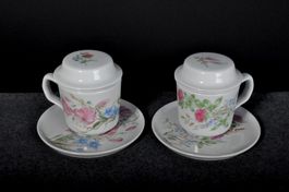 Pillivuyt / Limoges Teebecher mit Porzellansieb