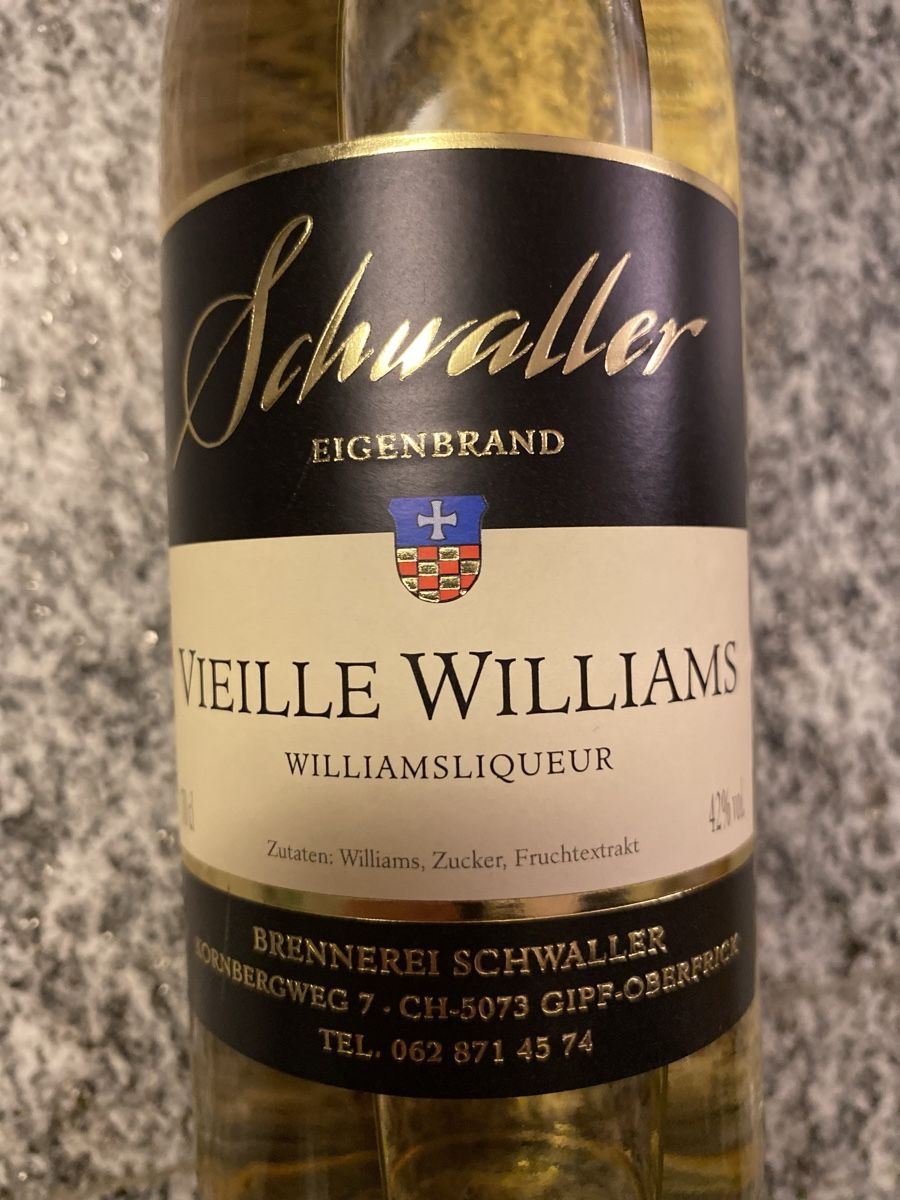 Williams Bevande alcoliche: Vieille Williams, Brennerei Schwaller – Nuovo e nell'imballaggio originale da Bern venduto da Infri09 2