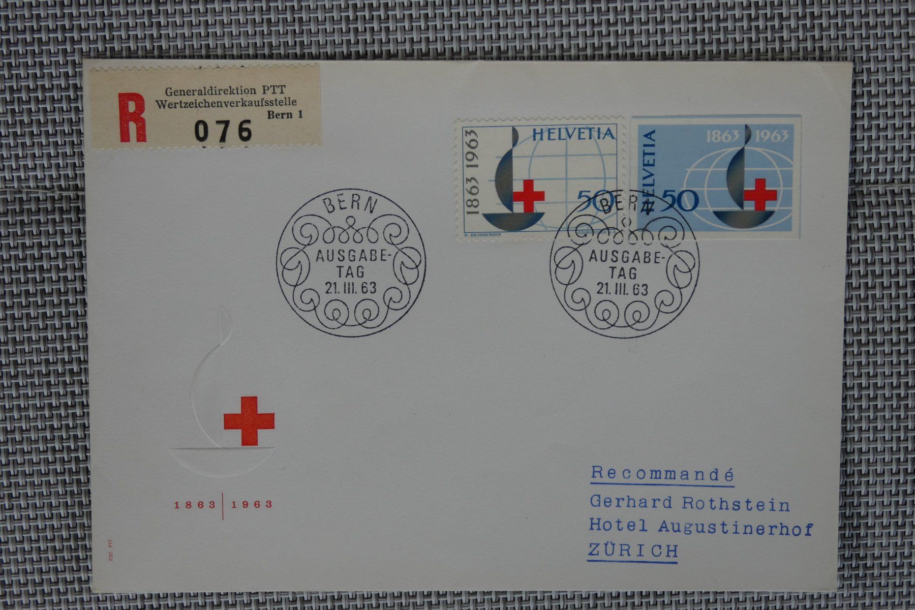 Tutti i francobolli: Ausschnitt Rotkreuzblock 1963, FDC – Usato da Niederglatt ZH venduto da Fischer_stamps