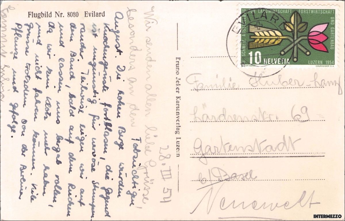Cartoline postali: Evilard Leubringen BE // 1954 Luftbild vue aérienne – Usato da Basel venduto da intermezzo12 1