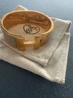 Hermes Clic H Armreif goldfarben taupe guter Zustand