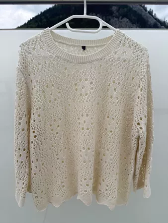 Pull Chicorée maille ajourée beige taille XL