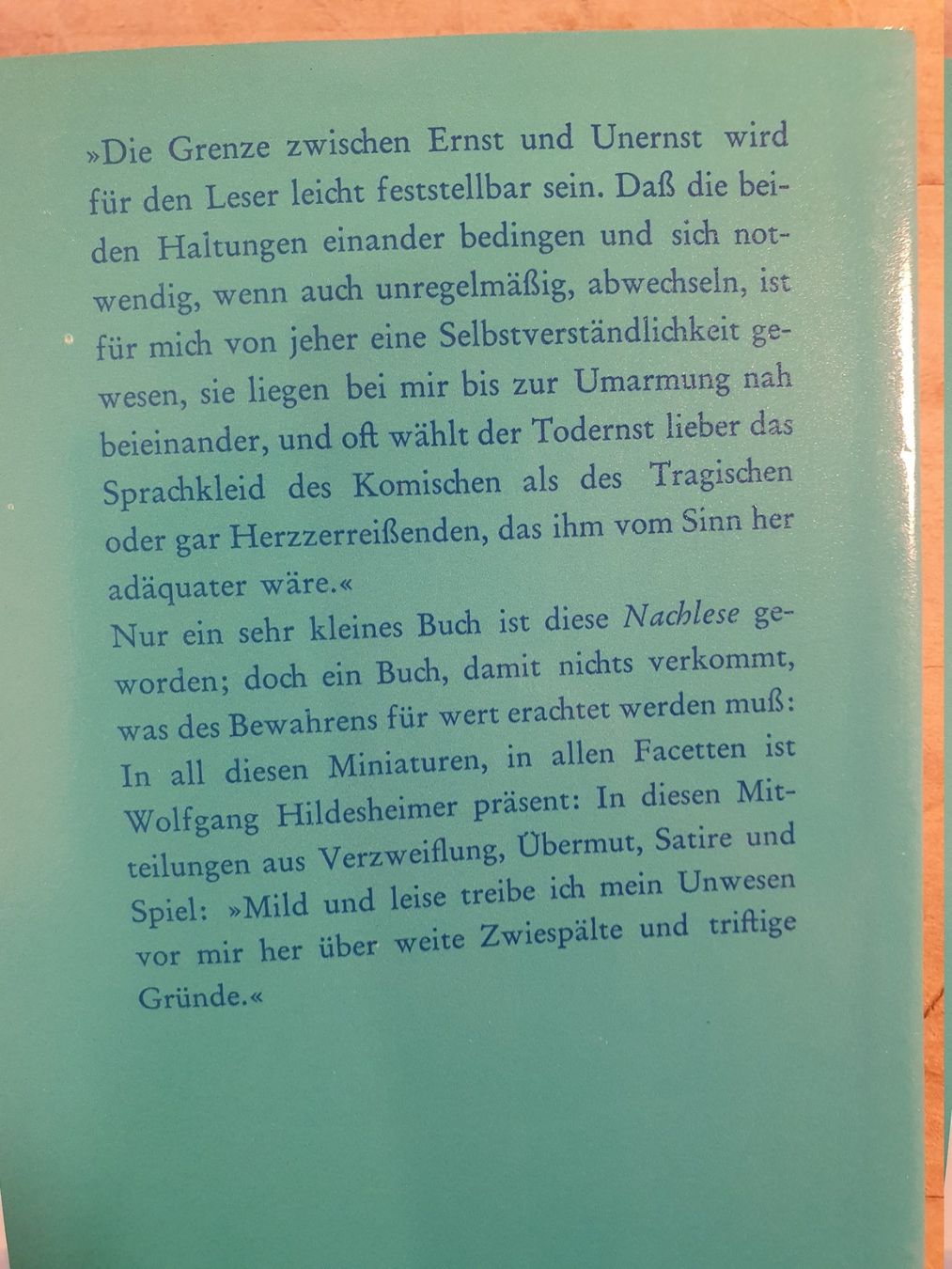 Bücher: Nachlese Wolfgang Hildesheimer Suhrkamp – Gebraucht aus Zürich von loosebone 2