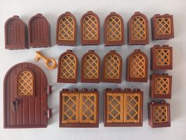 Briques LEGO portes et fenetres Brown & Gold lot 17 pieces