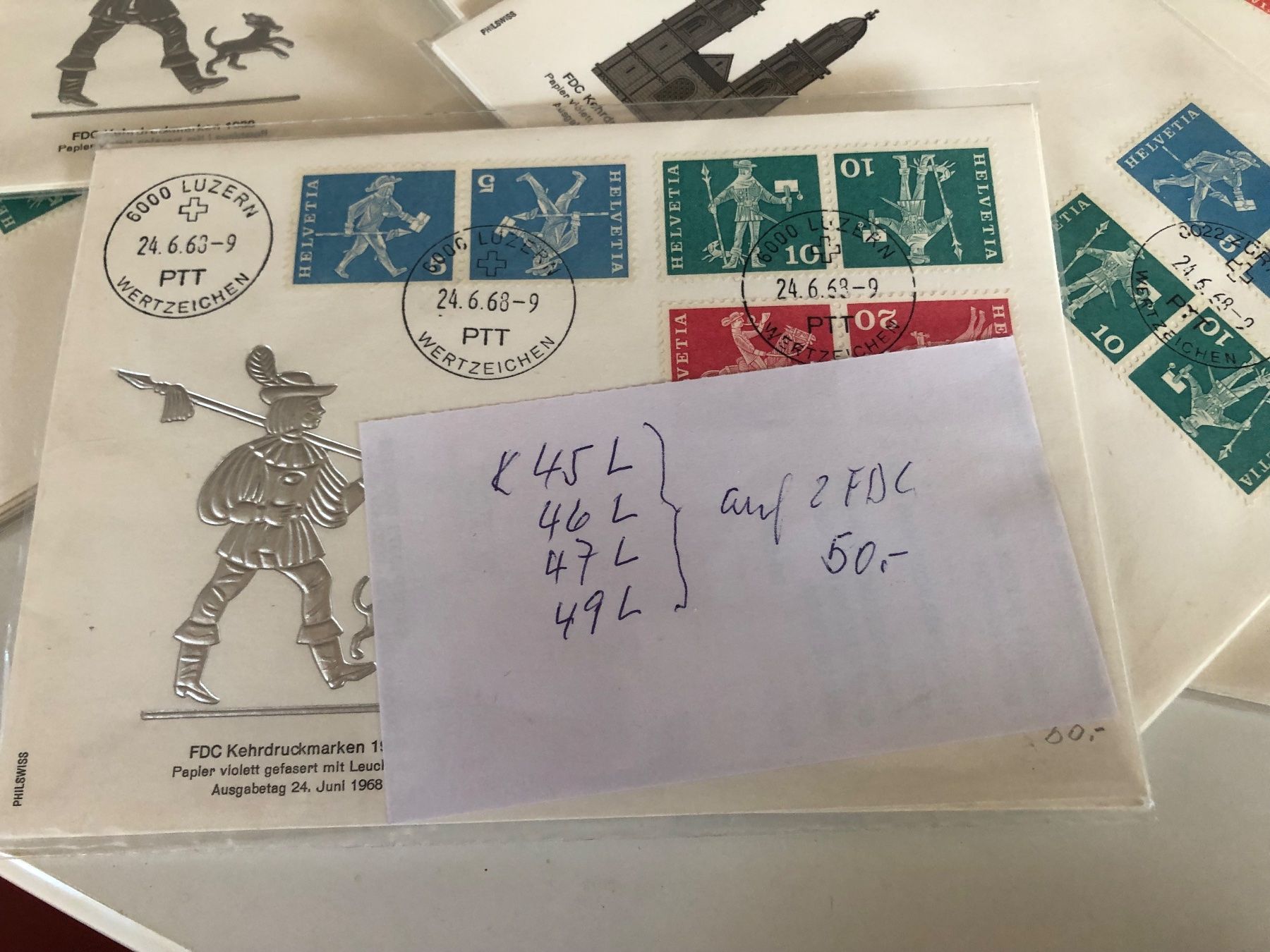 Tutti i francobolli: Box mit KEHRDRUCKEN LEUCHTSTOFF FDC – Usato da Lufingen venduto da Rac0 1