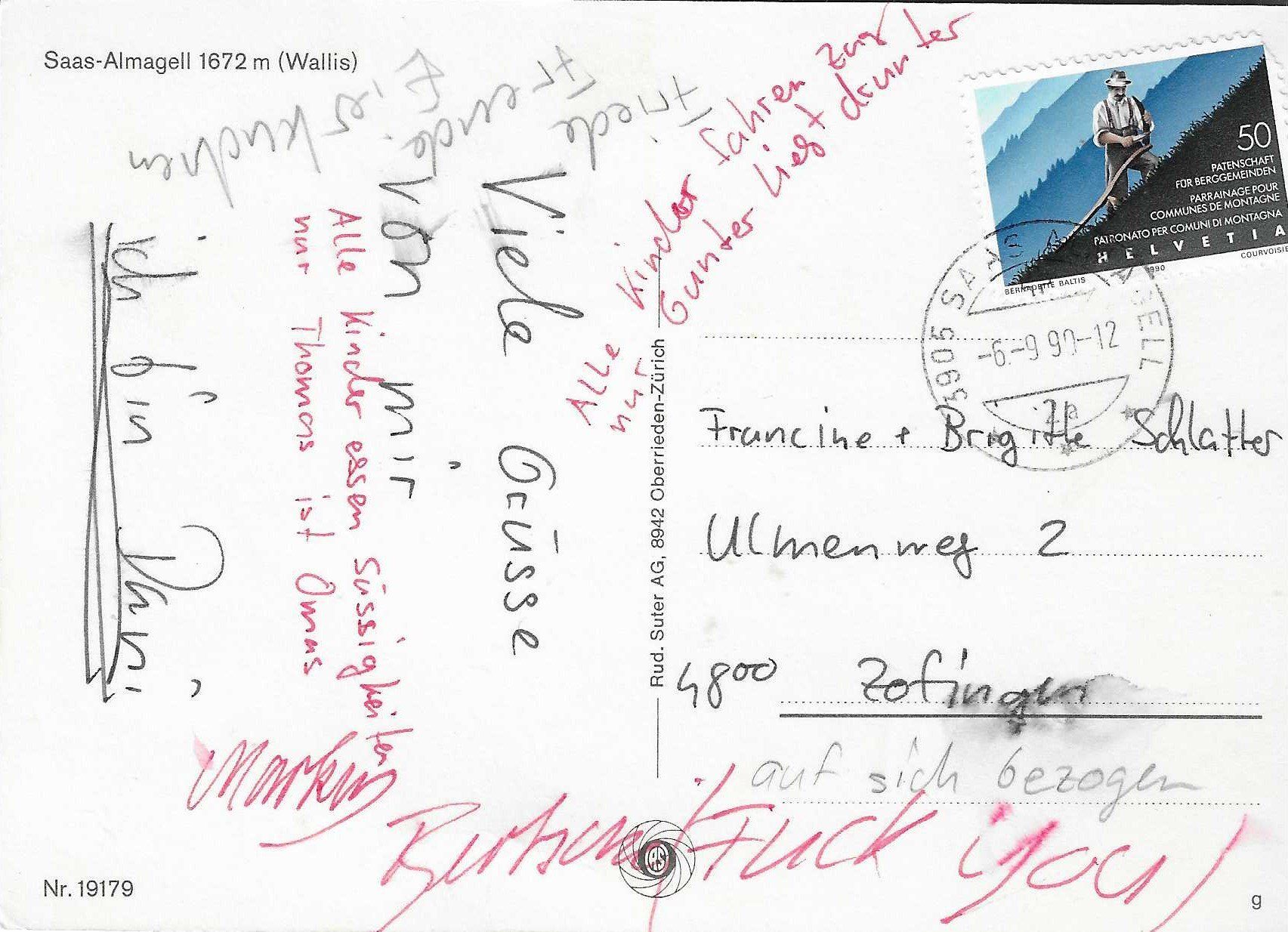 Cartoline postali: Saas-Almagell VS – Usato da Rothrist venduto da Stranglehold 1