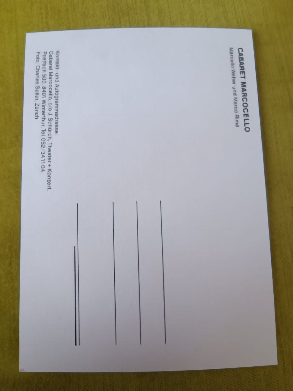 Autografi: Cabaret Marcocello - handsigniert – Usato da Menziken venduto da Artographs 1