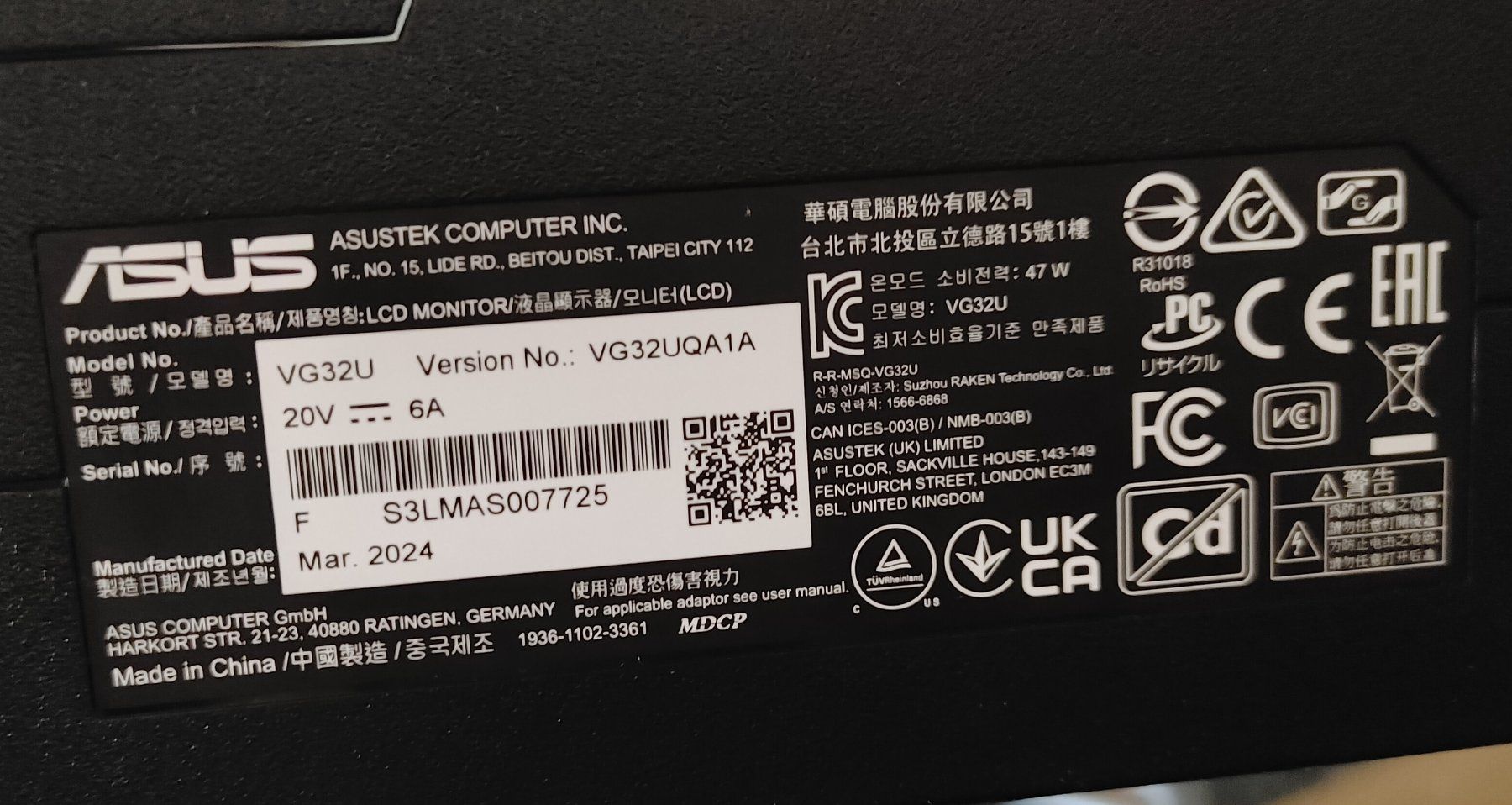 Ecrans: Monitor Gaming Bildschirm VG32UQA1A – D'occasion à Grenchen par ser_bsj2 3