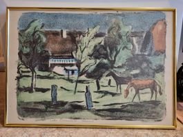 H. Brunner. Lithografie 1966. Signiert. 35×50 cm
