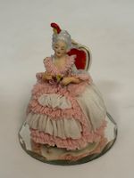 Sitzendorf Porzellanfigur Rokoko Dame mit Spiegel