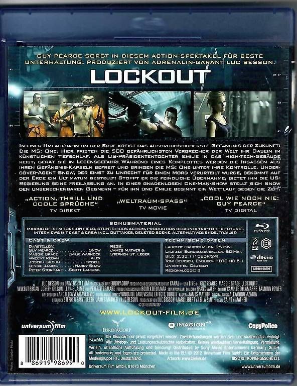 Tutti i DVDs: Lockout - Blu-ray Film – Usato da Dörflingen venduto da Super-Saiyajin 1