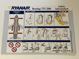 Ryanair Boeing 737 Safety card