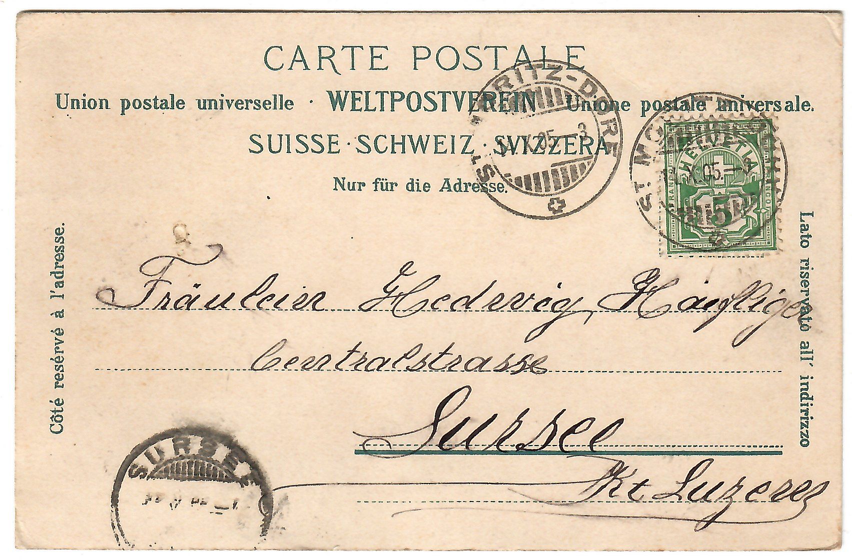 Cartoline postali: Dreibild-Karte    St. Moritz – Usato da Kerns venduto da etma3 1
