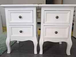 Two bedside tables white vintage style