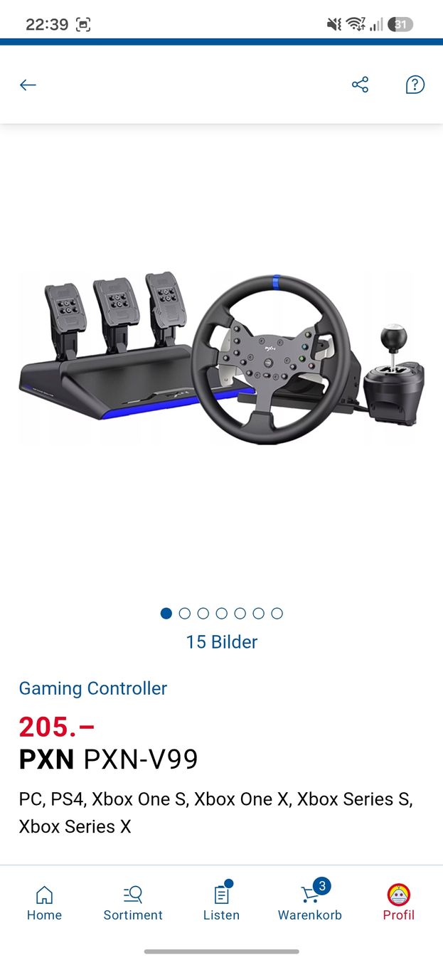 Controller: PXN V99 Gaming Lenkrad Set – Nuovo (secondo la descrizione) da Bassersdorf venduto da elvenditor 2