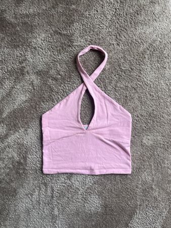 Crop top rose bershka décolté M