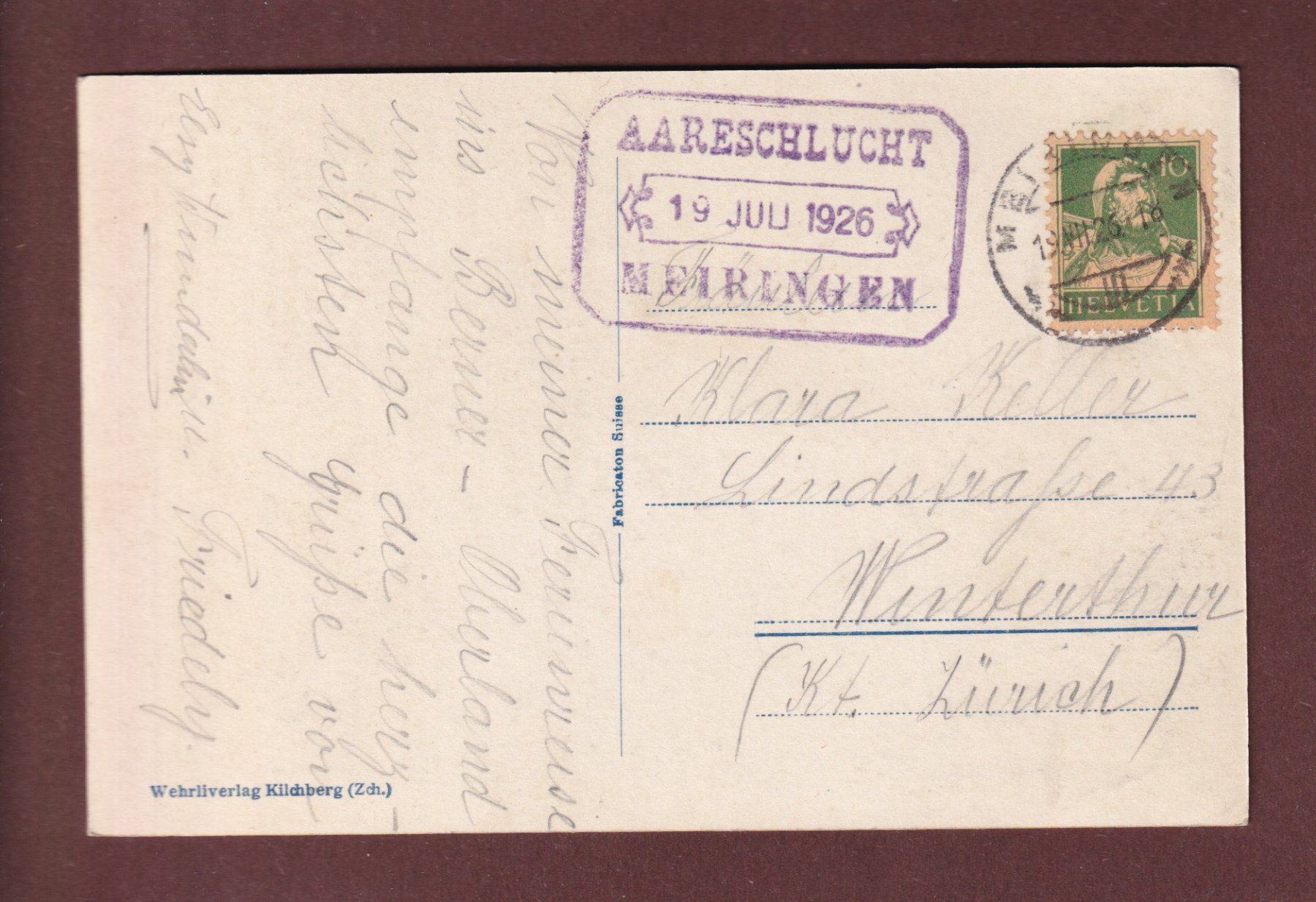Cartoline postali: Oberer REICHENBACHFALL - 1926 – Usato da Pully venduto da nicecards-shop 1