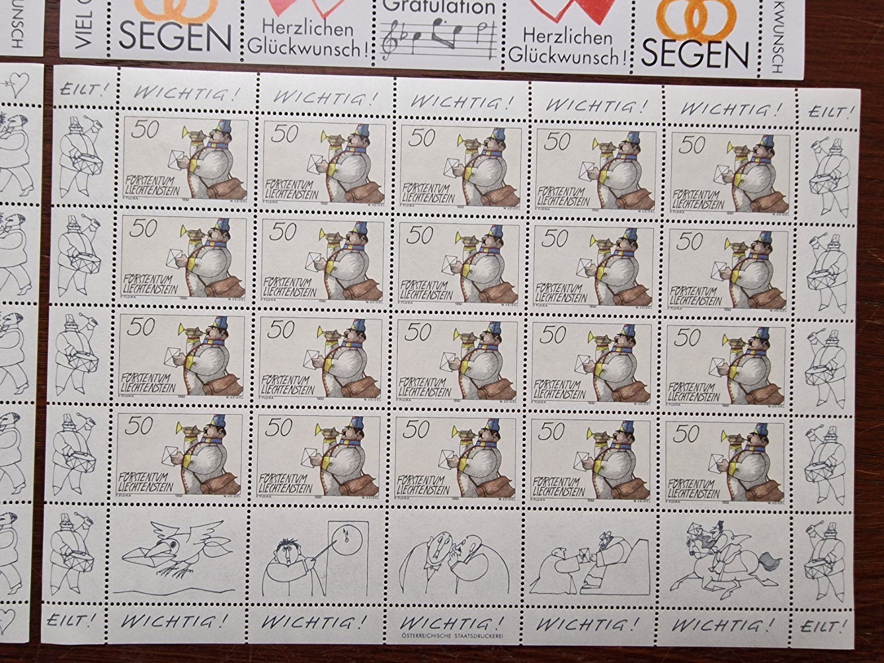 Tutti i francobolli: FL 1992 Serie Bögen "Botschaften" ** /1041/44 – Usato da Aesch LU venduto da briefmarken.uray 7