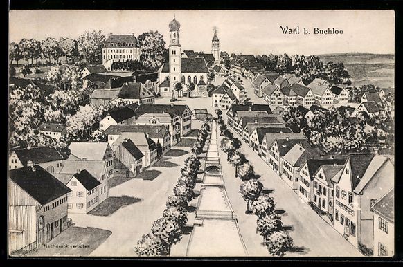 Cartoline postali: sign. Hans Pernat: Waal b. Buchloe, Teil – Usato da Berlin venduto da bartko-reher