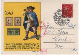 Postkarte-Tag der Briefmarke 1943 Zensur nach Deutschland