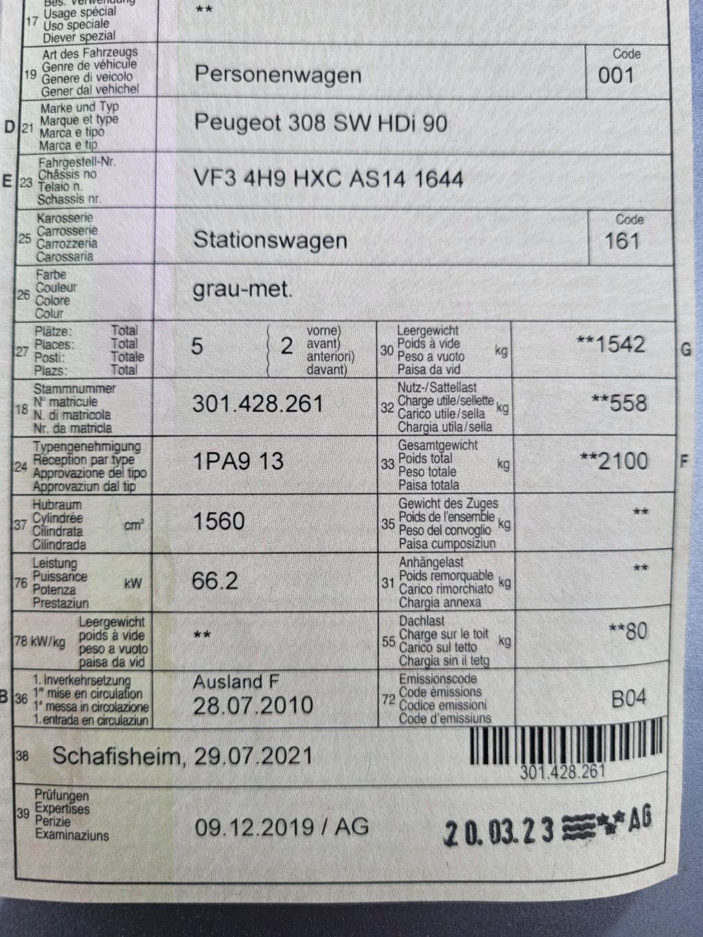 Peugeot Automobili: Peugeot 308 SW – Usato da Tennwil venduto da Tembeler 2