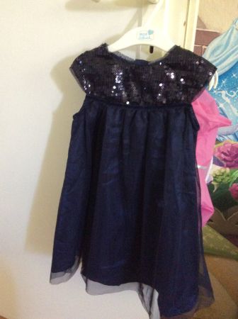 Robe de fête fille bleu marine à paillettes, taille 98 ✨