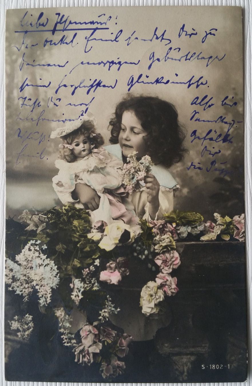 Cartoline postali: AK Ansichtskarte, Mädchen mit Puppe (II), 1905 – Usato da Oberriet SG venduto da Manick